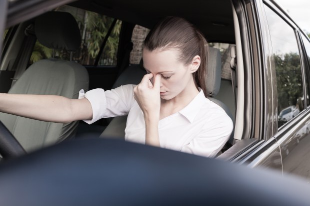 Stressed woman driver